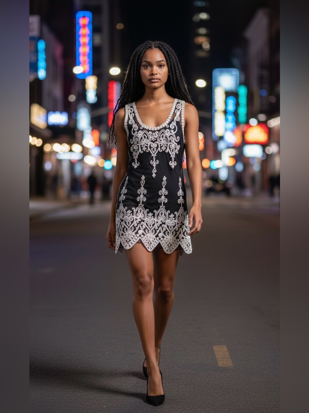 Pretty Angel Black Sheer Mesh Embroidered Mini Dress L NWT + Free Wrap